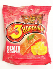 Три корочки семга с сыром с соусом