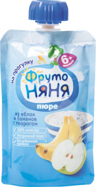 Пюре Фрутоняня 90г яблоко банан с творогом и сахаром гуала-пак/12/БЗМЖ Пюре Фрутоняня 90г яблоко банан с творогом и сахаром гуала-пак/12/БЗМЖ