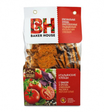 Итальянские хлебцы Baker House томат орегано морск соль 250г/7 Итальянские хлебцы Baker House томат орегано морск соль 250г/7