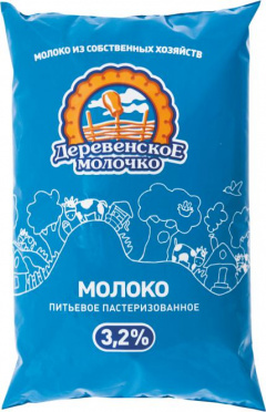 Молоко Деревенское молочко 3,2% 900г п/п/БЗМЖ Молоко Деревенское молочко 3,2% 900г п/п/БЗМЖ