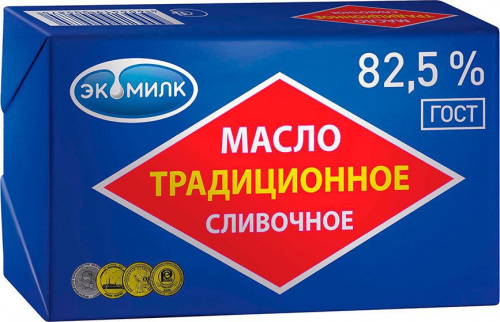 Масло сливочное Экомилк 82,5% Традиционное 180г фольга/13/БЗМЖ