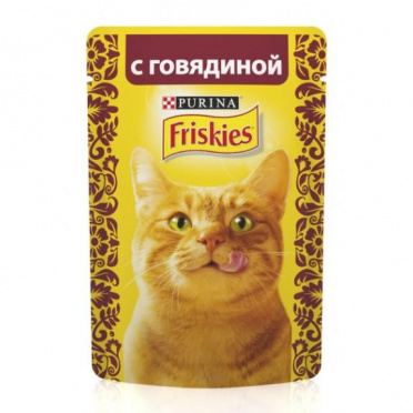 Корм для кошек ФРИСКИС влажн. говядина 85г пауч/24 Корм для кошек ФРИСКИС влажн. говядина 85г пауч/24