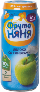 Пюре Фрутоняня 250г яблоко со сливками и сахаром ст/б/12/БЗМЖ Пюре Фрутоняня 250г яблоко со сливками и сахаром ст/б/12/БЗМЖ