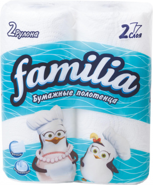 Полотенца бумажные FAMILIA 2слоя 2рулона/14 Полотенца бумажные FAMILIA 2слоя 2рулона/14