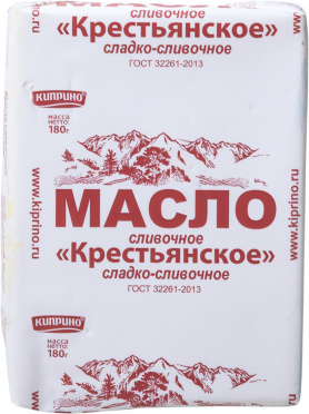 Масло Киприно Крестьянское 72,5% 180г пергамент/60/БЗМЖ Масло Киприно Крестьянское 72,5% 180г пергамент/60/БЗМЖ