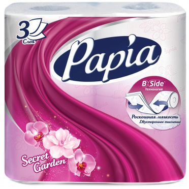 Туал.бумага Papia Secret Garden белая рис 3сл 4шт/14 Туал.бумага Papia Secret Garden белая рис 3сл 4шт/14