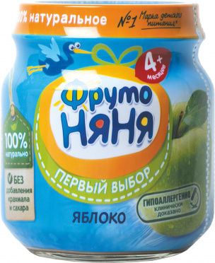 Пюре Фрутоняня 100г яблоко натуральное ст/б/12 Пюре Фрутоняня 100г яблоко натуральное ст/б/12