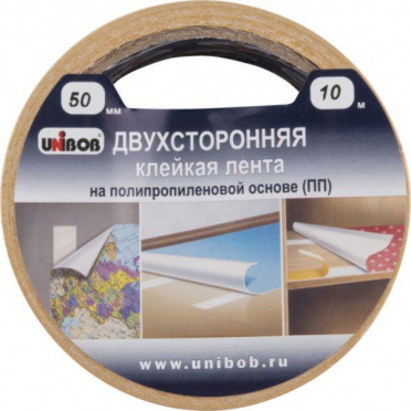 Двусторонняя клейкая лента UNIBOB 50мм*10м (полипропилен), арт. 28211/6/1 Двусторонняя клейкая лента UNIBOB 50мм*10м (полипропилен), арт. 28211/6/1