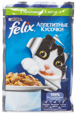 Корм для кошек ФЕЛИКС кролик 85г пауч/24 Корм для кошек ФЕЛИКС кролик 85г пауч/24