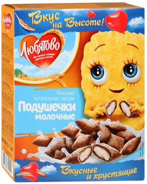 Гот. завтрак Любятово Подушечки с молочной начинкой 250г коробка/18 Гот. завтрак Любятово Подушечки с молочной начинкой 250г коробка/18