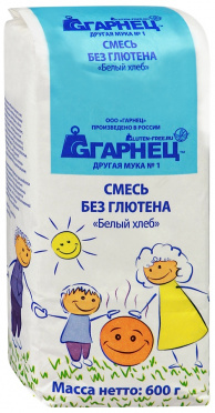 Смесь Гарнец Белый хлеб без глютена 600г/6 Смесь Гарнец Белый хлеб без глютена 600г/6