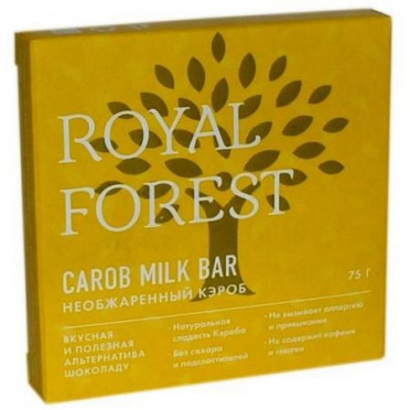 Плитка Royal Forest Carob milk bar необжаренный кэроб 75г/16 Плитка Royal Forest Carob milk bar необжаренный кэроб 75г/16