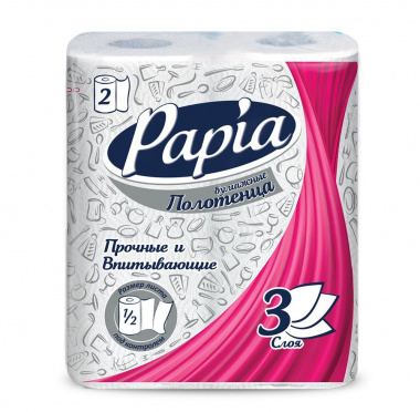Полотенца бумажные PAPIA 3слоя 2рулона/14 Полотенца бумажные PAPIA 3слоя 2рулона/14