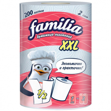 Полотенца бумажные XXL FAMILIA белые 1шт/18 Полотенца бумажные XXL FAMILIA белые 1шт/18