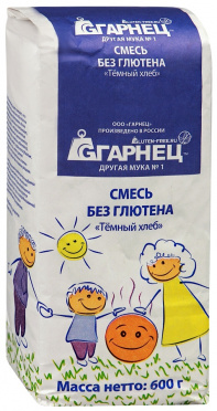 Смесь Гарнец для приготовления хлеба Темный хлеб б/г 600г/6 Смесь Гарнец для приготовления хлеба Темный хлеб б/г 600г/6