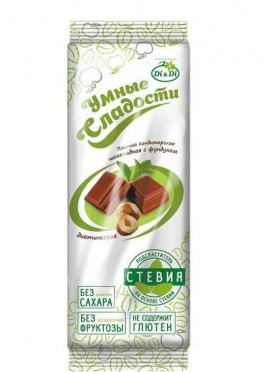 Плитка кондитерская диетическая с фундуком 90г/35/Умные сладости Плитка кондитерская диетическая с фундуком 90г/35/Умные сладости