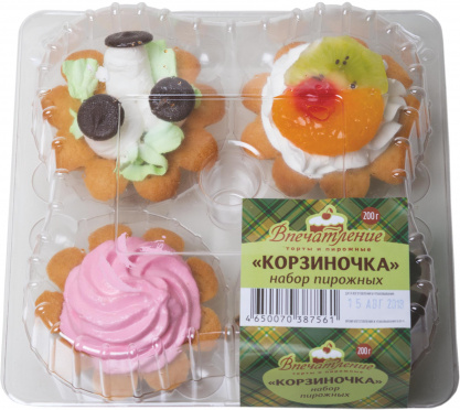 Набор пирожных «Корзиночка», 1уп/200гр/СП Набор пирожных «Корзиночка», 1уп/200гр/СП