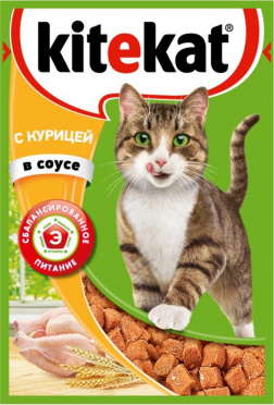 Корм для кошек Китекет курица в соусе 85г пауч/28 Корм для кошек Китекет курица в соусе 85г пауч/28