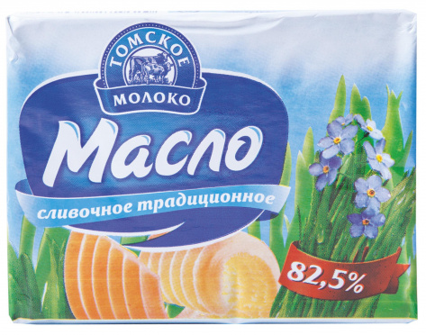Масло сливочное Томское молоко 82,5% 180г фольга/40/БЗМЖ Масло сливочное Томское молоко 82,5% 180г фольга/40/БЗМЖ
