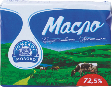 Масло сливочное Томское молоко 72,5% 180г фольга/40/БЗМЖ Масло сливочное Томское молоко 72,5% 180г фольга/40/БЗМЖ