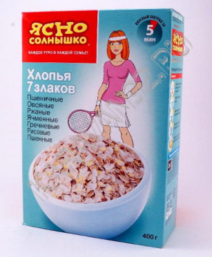 Хлопья ЯСНО СОЛНЫШКО Смесь 7 злаков 400г к/кор/9 Хлопья ЯСНО СОЛНЫШКО Смесь 7 злаков 400г к/кор/9