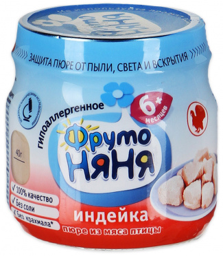Пюре Фрутоняня 80г индейка ст/б/12/БЗМЖ Пюре Фрутоняня 80г индейка ст/б/12/БЗМЖ