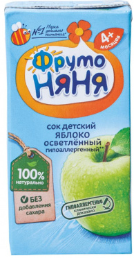Сок Фрутоняня 0,2л яблоко осветленный б/сахара т/п/18 Сок Фрутоняня 0,2л яблоко осветленный б/сахара т/п/18