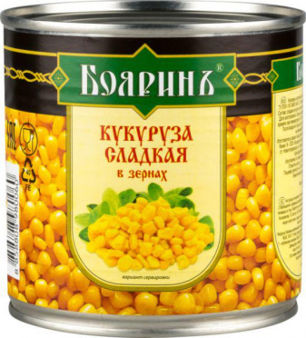 Кукуруза БОЯРИНЪ 425мл сладкая ж/б/12 Кукуруза БОЯРИНЪ 425мл сладкая ж/б/12