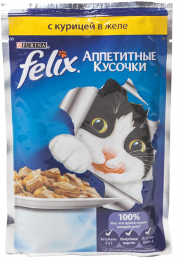 Корм для кошек ФЕЛИКС курица 85г пауч/24 Корм для кошек ФЕЛИКС курица 85г пауч/24