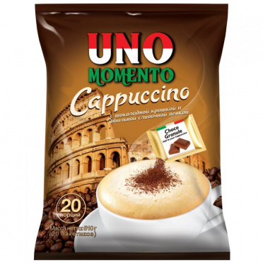 Кофе Uno Momento Капучино c шок крошкой 25,5г/20 Кофе Uno Momento Капучино c шок крошкой 25,5г/20